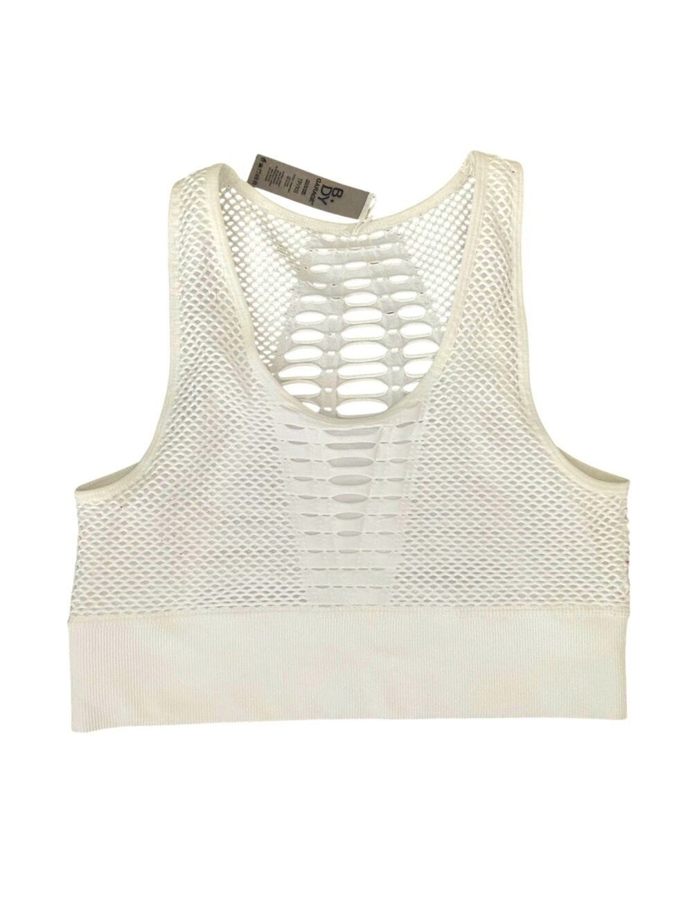 Garage White Mesh Racerback Crop Top Extra Small